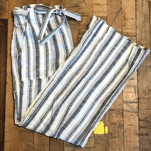 Gap High Waisted Wide Leg Cotton/Linen Blend Pants